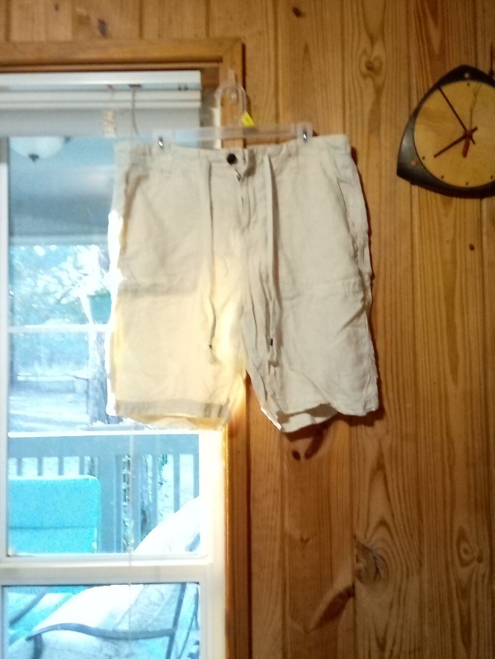 Lucky Brand Men's Ivory Drawstring Shorts Sz 33 With Zipper And Button